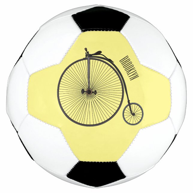 High wheel bicycle cartoon illustration soccer ball (Front)