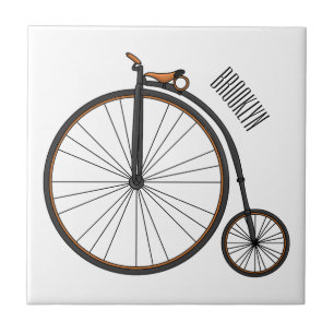 High wheel bicycle cartoon illustration tile