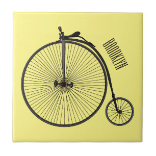 High wheel bicycle cartoon illustration tile