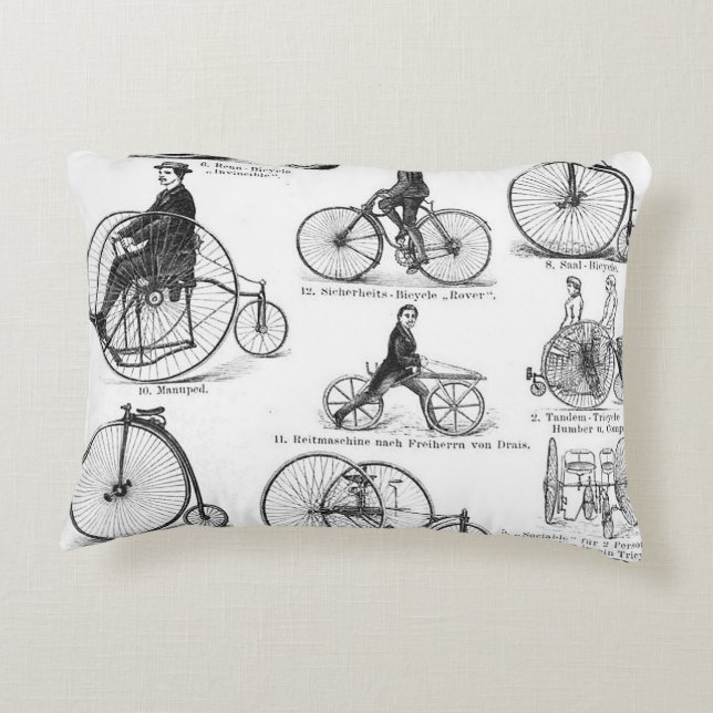 High Wheeler Bicycle Penny Farthing Decorative Pillow (Back)