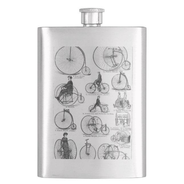 High Wheeler Bicycle Penny Farthing Hip Flask (Front)