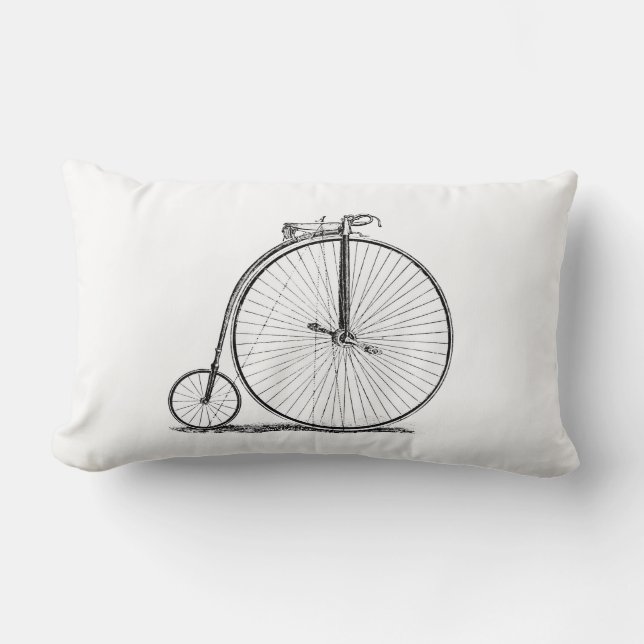 High Wheeler Bicycle Penny Farthing Lumbar Pillow (Front)