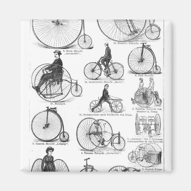 High Wheeler Bicycle Penny Farthing Magnet (Front)