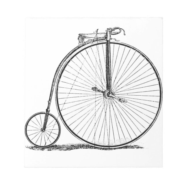 High Wheeler Bicycle Penny Farthing Notepad (Front)