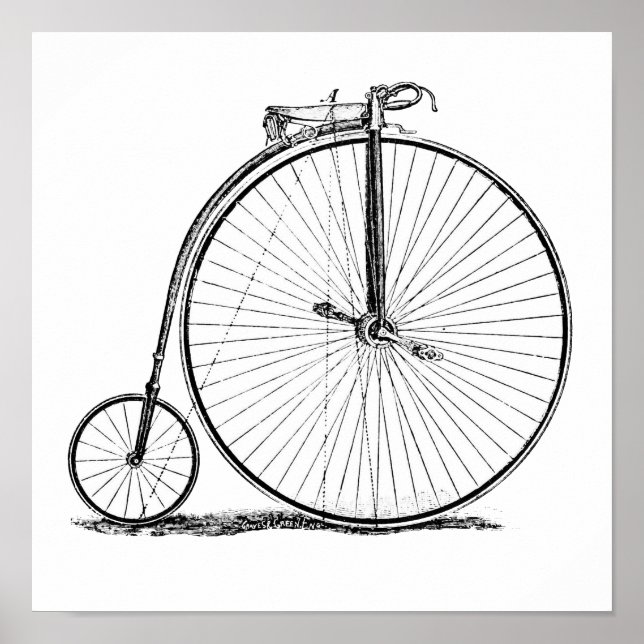 High Wheeler Bicycle Penny Farthing Poster (Front)