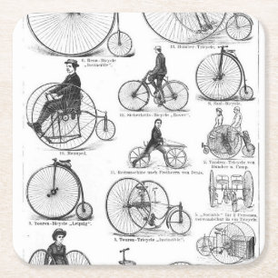 High Wheeler Bicycle Penny Farthing Square Paper Coaster