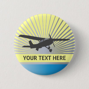 High Wing Aircraft 2 Inch Round Button