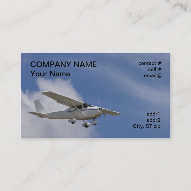 high wing light aircraft business card (Front)