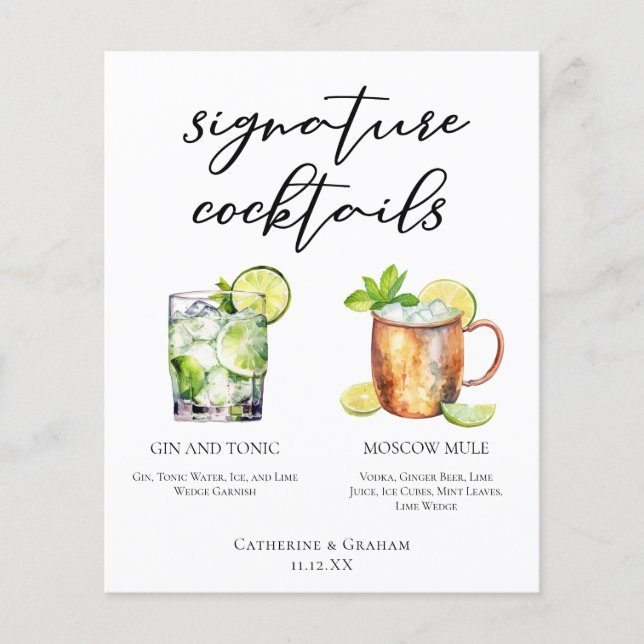 Highball Signature Cocktails Wedding Menu (Front)