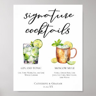 Highball Signature Cocktails Wedding Menu Poster