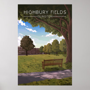 Highbury Fields Islington London Travel Poster