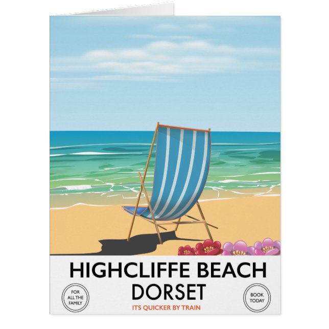Highcliffe Beach, Dorset vintage train poster (Front)