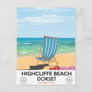 Highcliffe Beach, Dorset vintage train poster Postcard