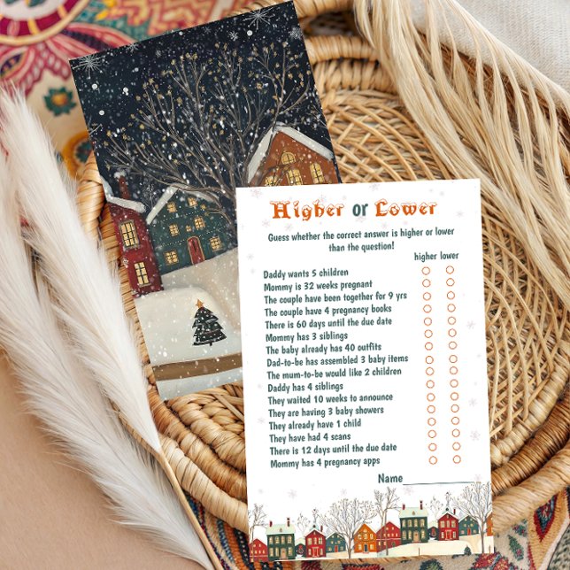 Higher or Lower Baby Shower Game Winter Snowy  (Creator Uploaded)