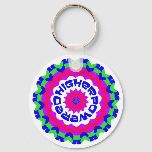 Higher Powered Spiritual Quote Kaleidoscope Design Keychain (Front)
