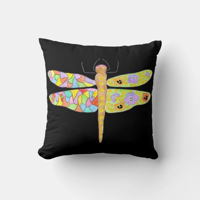 Highflyers floral Dragonflies Throw Pillow (Front)