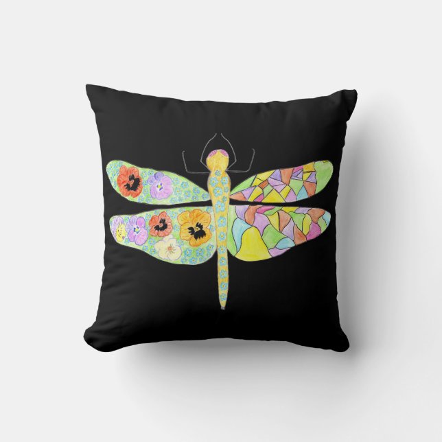 Highflyers floral Dragonfly Throw Pillow (Front)