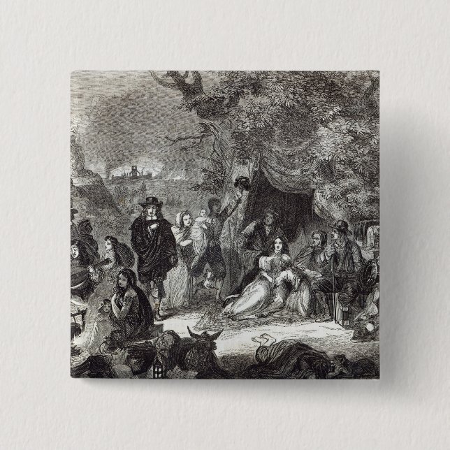 Highgate Fields during the Great Fire of London 2 Inch Square Button (Front)