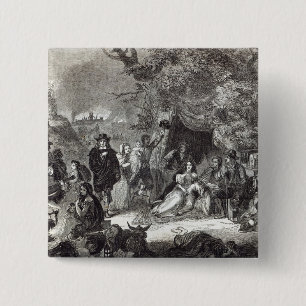 Highgate Fields during the Great Fire of London 2 Inch Square Button