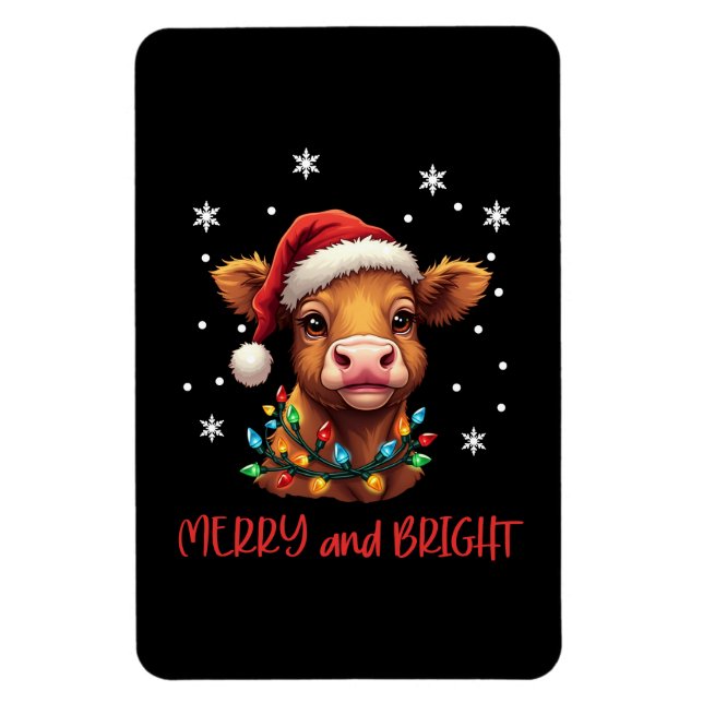 Highland Baby Cow Christmas Lights  Magnet (Vertical)