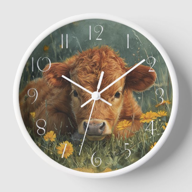 Highland Baby Cow Clock (Front)