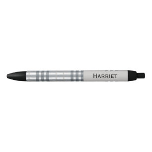 Highland Beige Plaid Custom Name  Black Ink Pen