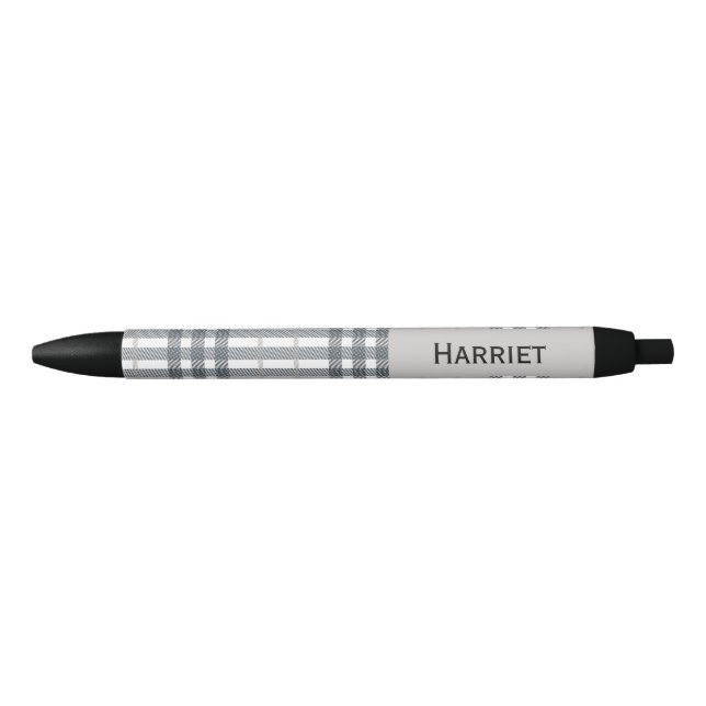 Highland Beige Plaid Custom Name  Black Ink Pen (Front)