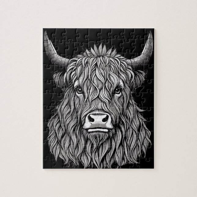 Highland bull illustration jigsaw puzzle (Vertical)
