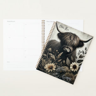 Highland Bull with Sunflower Planner