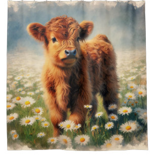 Highland Calf Vintage Watercolor Painting