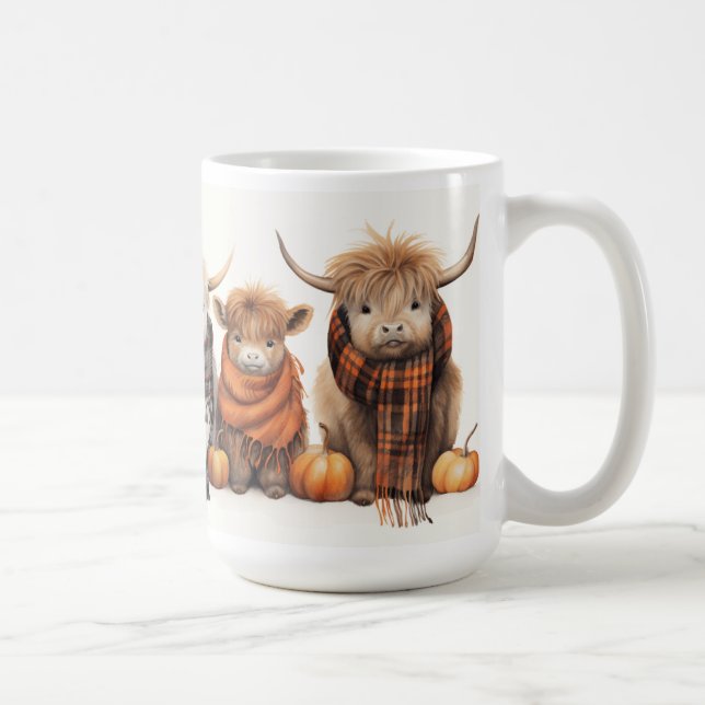 Highland Calves Cow Baby Highland Cows Pumpkins  Coffee Mug (Right)