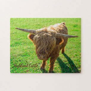 Highland cattle bovine for animal and farm lover jigsaw puzzle