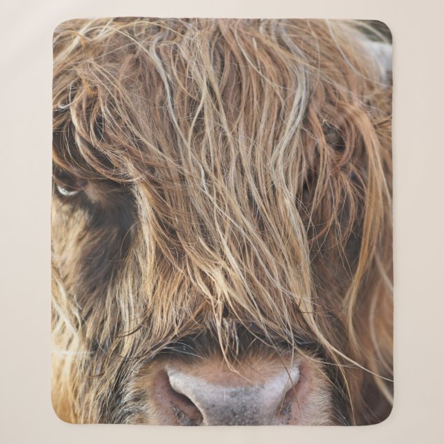 HIGHLAND CATTLE COW FACE SHERPA BLANKET (Front)