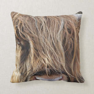 HIGHLAND CATTLE COW FACE THROW PILLOW