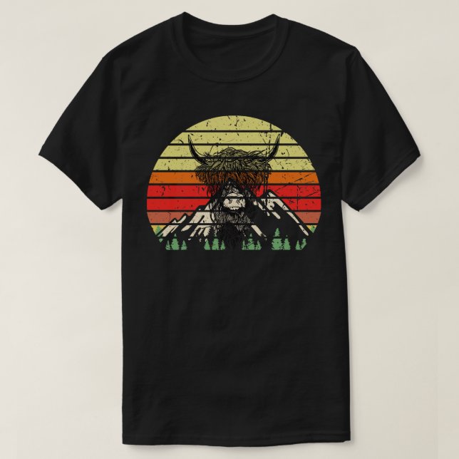 Highland Cattle Retro T-Shirt (Design Front)