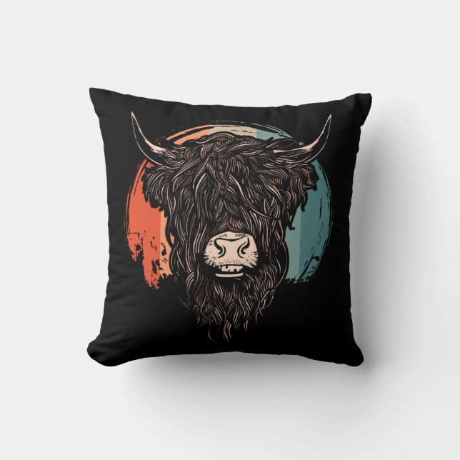 Highland Cattle Throw Pillow (Front)