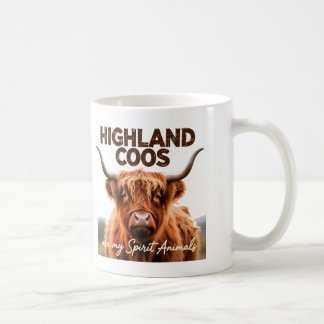 Highland Coos Are My Spirit Animals Fluffy Cow Coffee Mug