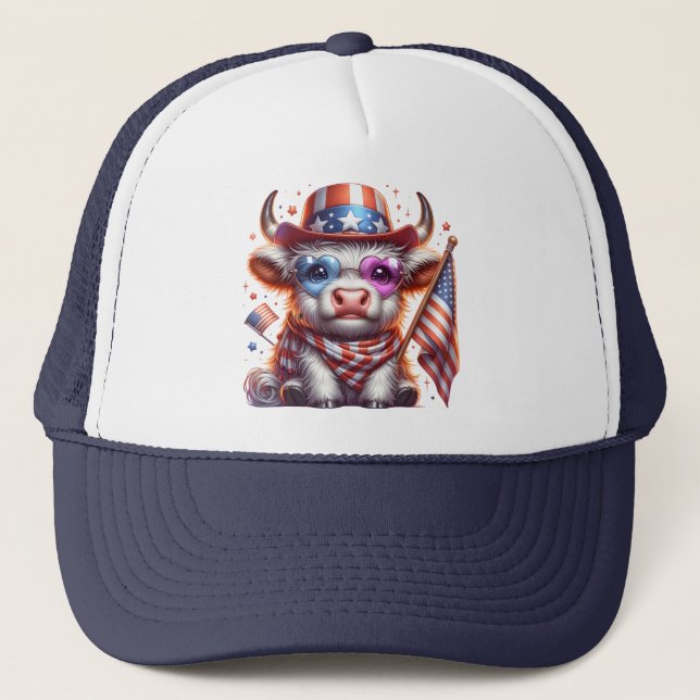Highland Cow 4th July Sublimation Clipart-60643  Trucker Hat (Front)