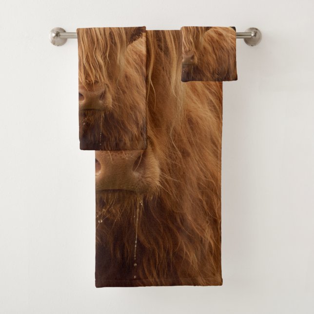 Highland Cow #7 #wall #art  Bath Towel Set (Insitu)