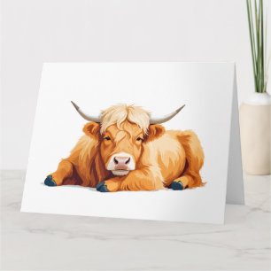 Highland Cow Adorable Animal Sleeping Relaxing Fun Card