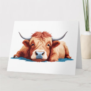 Highland Cow Adorable Animal Sleeping Relaxing Fun Card