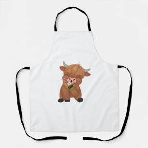 Highland Cow and Dandelion Puff Classic T-Shirt Apron