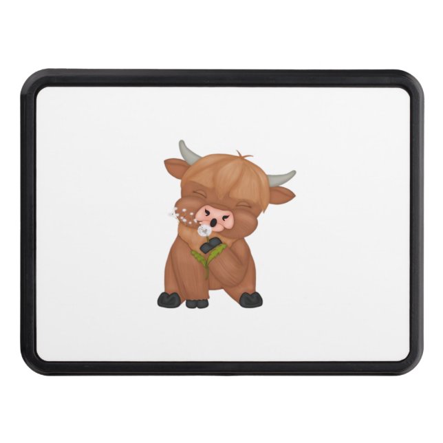Highland Cow and Dandelion Puff Classic T-Shirt Trailer Hitch Cover (Front)