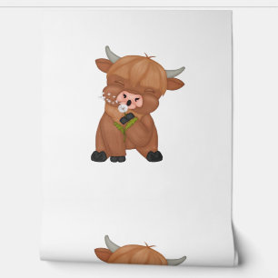 Highland Cow and Dandelion Puff Classic T-Shirt Wallpaper
