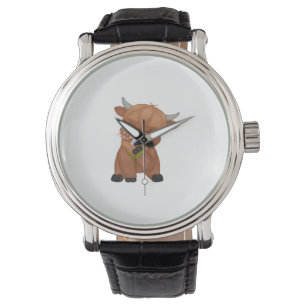 Highland Cow and Dandelion Puff Classic T-Shirt Watch