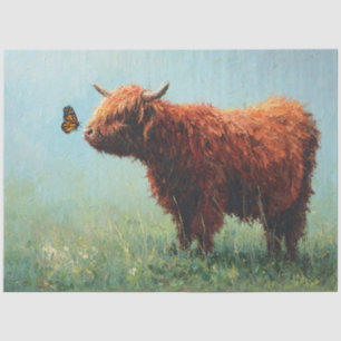 Highland Cow and Monarch Butterfly Decoupage Tissue Paper