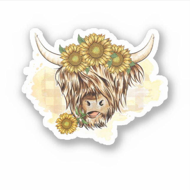 Highland Cow And Sunflowers. Perfect design for pe (Front)