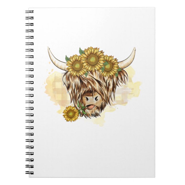 Highland Cow And Sunflowers. Perfect design for pe Notebook (Front)
