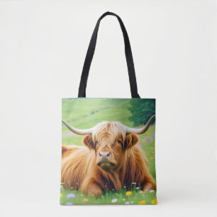 Highland Cow Animal Nature Wildlife Affection Love Tote Bag
