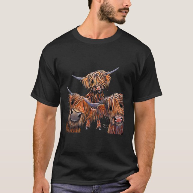 Highland Cow Animal Print The B Beans By Shirley M T-Shirt (Front)